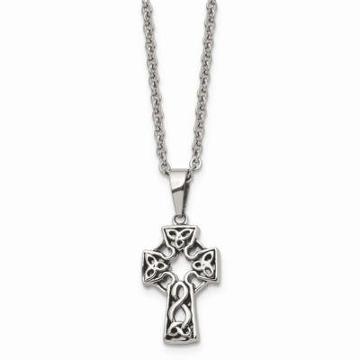 Cross Pendant Necklace Stainless Steel Antiqued SRN844-18 by Chisel, MPN: SRN844-18, 886774263250