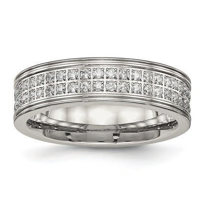 CZ Diamond Ring Stainless Steel Polished SR547, MPN: SR547, 191101556814