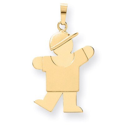 Solid Engravable Boy with Hat on Left Charm 14k Gold XK386, MPN: XK386, 883957446615