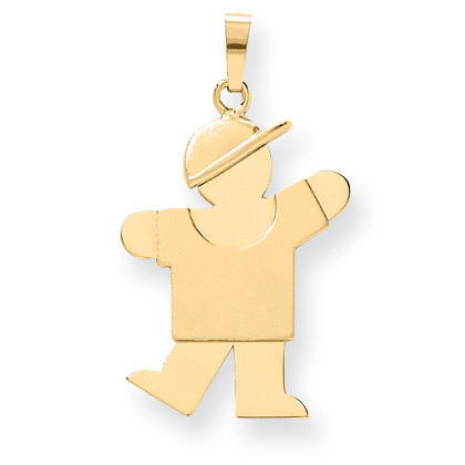 Solid Engravable Boy with Hat on Left Charm 14k Gold XK386