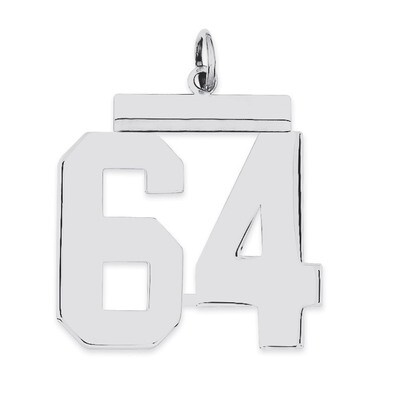 Charm Number 64 Polished Sterling Silver Large QPL64, MPN: QPL64, 191101281143