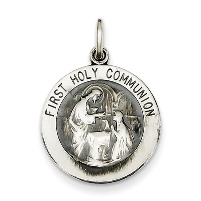 Matte Finish Holy Communion Pendant Sterling Silver Polished QC5824, MPN: QC5824, 191101184260