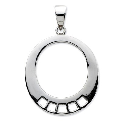 Oval Shaped Charm Carrier Pendant Sterling Silver QCC625 by Amore La Vita, MPN: QCC625, 886774074139