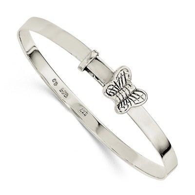 Butterfly Kids 4mm Adjustable Bangle Sterling Silver Polished QB1047, MPN: QB1047, 191101111358