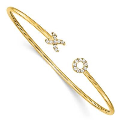 Diamond x &amp; O Cuff Bangle 14k Gold BM8404-020-YA, MPN: BM8404-020-YA, 191101010293