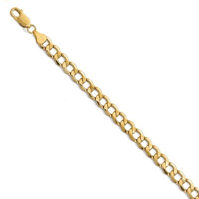 Leslie&#39;s 7.0mm Semi-Solid Curb Link Chain 7 Inch 14k Gold HB-1328-7, MPN: 1328-7, 191101849770