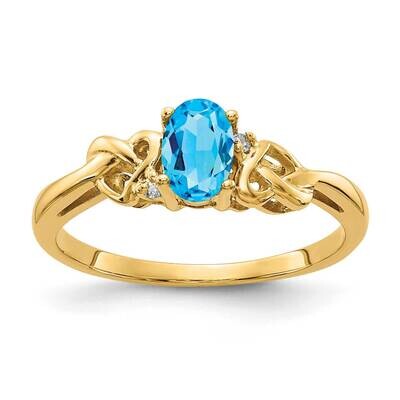 6x4mm Oval Blue Topaz Aa Diamond Ring 14k Gold Y4690BT/AA, MPN: Y4690BT_AA, 883957582405
