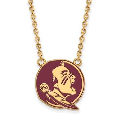 Florida State University Large Enamel Pendant with Chain Necklace Gold-plated Silver GP089FSU-18, M…