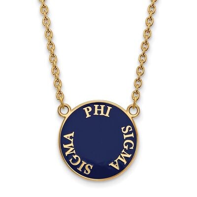 Phi Sigma Sigma Small Enameled Pendant with 18 Inch Chain Gold-plated Silver GP013PSS-18, MPN: GP01…