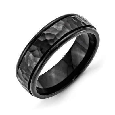 7mm Black IP-plated Hammered and Polished Band - Stainless Steel SR333 by Chisel, MPN: SR333, 88395…