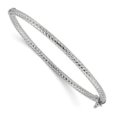 Hinged Bangle Sterling Silver Rhodium-plated Polished Textured QB1093, MPN: QB1093, 883957920269