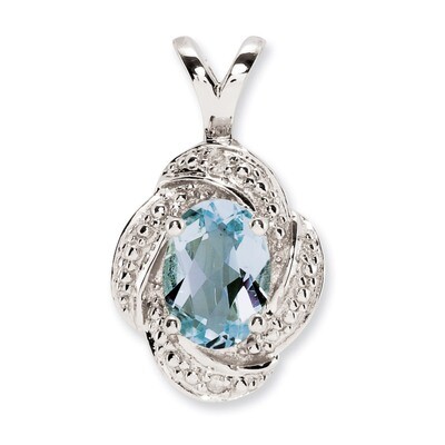 March Aquamarine Pendant Sterling Silver Diamond QBPD12MAR, MPN: QBPD12MAR, 886774187648