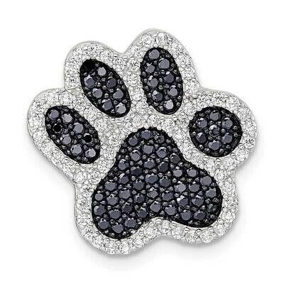 CZ Diamond Paw Print Chain Slide Sterling Silver Polished QC11062, MPN: QC11062,