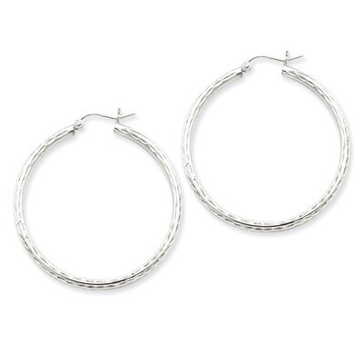 2.25mm Diamond-cut Hoop Earrings Sterling Silver Rhodium-plated QE4475, MPN: QE4475, 883957930947