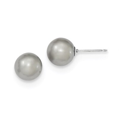 9-10mm Grey Freshwater Cultured Round Pearl Stud Earrings Sterling Silver QE12716, MPN: QE12716, 19…