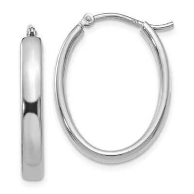 Leslie&#39;s Oval Hoop Earrings Sterling Silver Polished HB-QLE909, MPN: QLE909, 191101551819