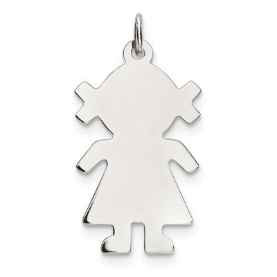 Engravable Girl Polished Front Back Disc Charm Sterling Silver Rhodium-plated QM334/18P, MPN: QM334…