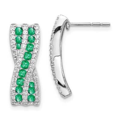Emerald Fancy Earrings 14k White Gold Diamond EM3847-EM-048-WA, MPN: EM3847-EM-048-WA, 191101836152