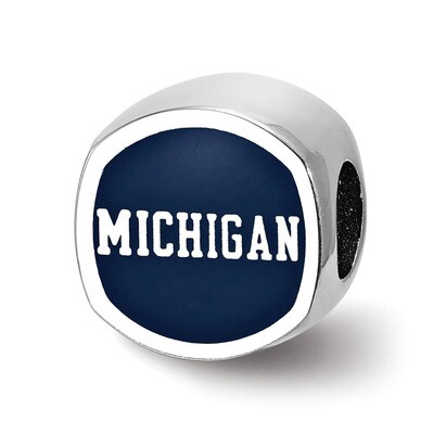 University Of Michigan Cushion Shaped Enameled Bead Sterling Silver SS501UM, MPN: SS501UM, 63440100…