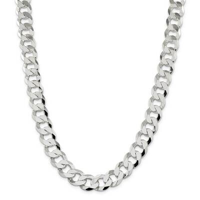 14mm Flat Curb Chain 26 Inch Sterling Silver QLB350-26, MPN: QLB350-26,