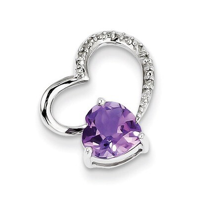 Amethyst Heart Pendant Sterling Silver Rhodium-plated Diamond QP3180AM, MPN: QP3180AM, 883957359502
