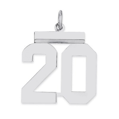 Pendant Number 20 Polished Sterling Silver Medium QMS20, MPN: QMS20, 191101277931