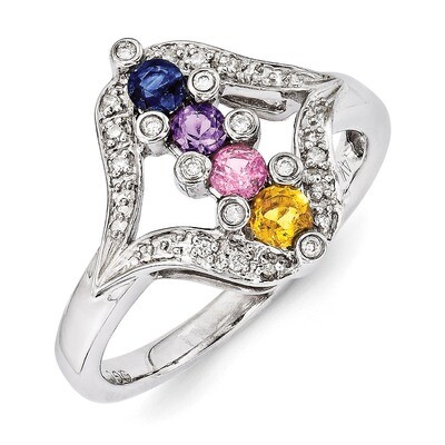 4 Birthstones Family Jewelry Diamond Semi-Set Ring 14k White Gold XMRW38/4, MPN: XMRW38/4, 88395738…