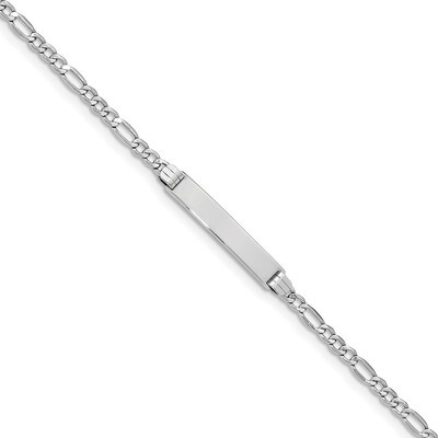 7 Inch Polished ID with Semi-Solid Figaro Bracelet 14k white Gold DCID107W-7, MPN: DCID107W-7, 8839…