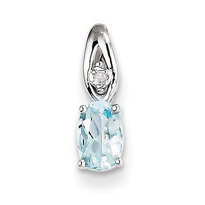 Aquamarine Diamond Pendant 14k White Gold Genuine XBS312, MPN: XBS312, 883957493169