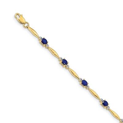 Sapphire Oval Bracelet 14k Gold Diamond BM4484-SA-001-YA, MPN: BM4484-SA-001-YA, 883957476582