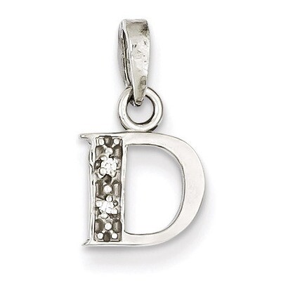 Polished .01ct Diamond Initial D Pendant 14k White Gold YC251D, MPN: YC251D, 883957323626