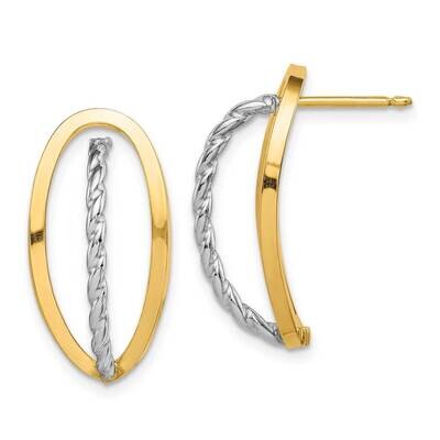 Twisted Fancy Post Earrings 14k Two-tone Gold Polished TF1616, MPN: TF1616, 191101982958