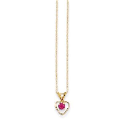 3mm Ruby Heart Birthstone Necklace 15 Inch - 14k Gold GK409-15 by Madi K, MPN: GK409-15, 8867743420…
