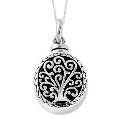 Tree of Life Ash Holder 18 Inch Necklace Sterling Silver Antiqued QSX537, MPN: QSX537, 886774557731