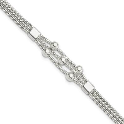 Beaded 3-Strand with 1 Inch Extender Bracelet Sterling Silver Polished QG5880-7.25, MPN: QG5880-7.2…
