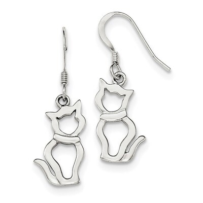 Cat Shepherd Hook Earrings Sterling Silver Polished QE11947, MPN: QE11947, 886774760896