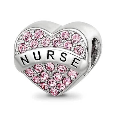 Crystals Nurse Heart Bead Sterling Silver QRS4179, MPN: QRS4179,