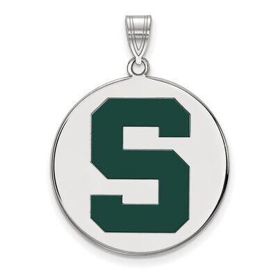 Michigan State University Extra Large Enamel Disc Pendant Sterling Silver SS074MIS, MPN: SS074MIS, …