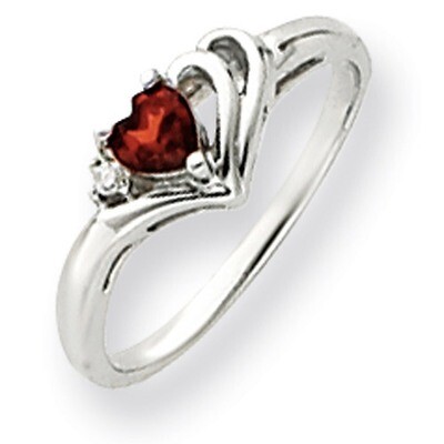 4mm Heart Garnet Diamond Ring 14k White Gold Y4587GA/AA, MPN: Y4587GA/AA, 883957449166