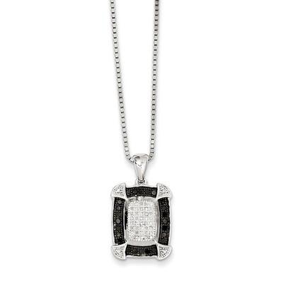 Black &amp; White Diamond Pendant Necklace Sterling Silver QP2332, MPN: QP2332, 886774309880
