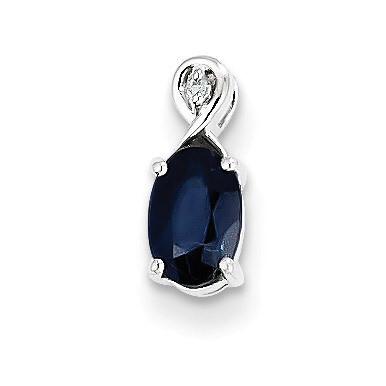 Sapphire Oval Pendant Sterling Silver Rhodium-plated Diamond QP2984S, MPN: QP2984S, 883957537535