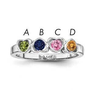 Synthetic 4 Stone Mother&#39;s Ring Sterling Silver Rhodium-plated XMR85/4SS-10, MPN: XMR85_4W--6, 8839…
