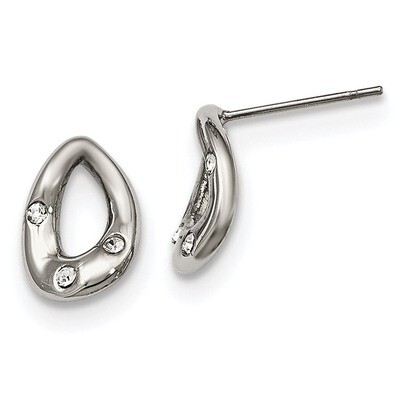 Tear Drop 3 Crystal Post Earrings Stainless Steel Polished SRE984 by Chisel, MPN: SRE984, 191101009…