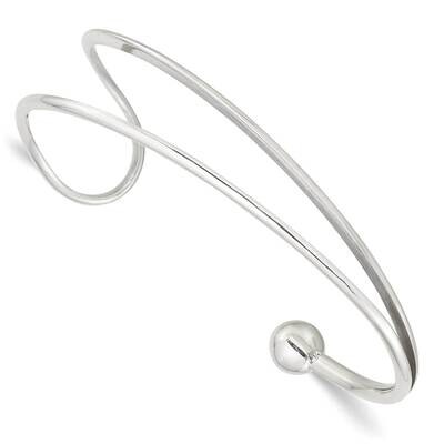 Loop &amp; Ball Cuff Bangle Sterling Silver Polished QB1379, MPN: QB1379, 196904155271