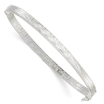 Greek Key Design Hinged Bangle Sterling Silver Polished QB1420, MPN: QB1420, 196904155356