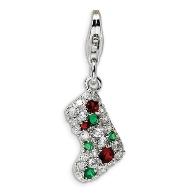 Mulitcolor Synthetic Diamond Stocking Charm Sterling Silver QCC525 by Amore La Vita, MPN: QCC525, 8…