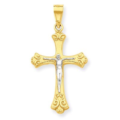 Fleur de Lis Crucifix Pendant 10K Gold &amp; Rhodium 10C1067, MPN: 10C1067, 886774019307