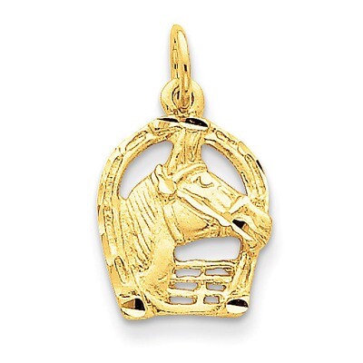 Diamond-cut Horse Head in Horseshoe Charm 14k Gold C556, MPN: C556, 883957860800