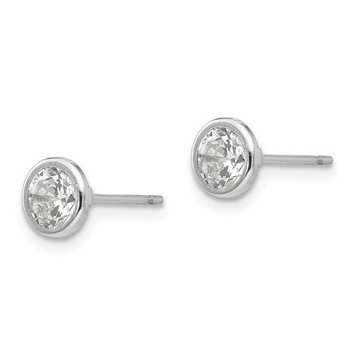 5mm Bezel Set Synthetic Diamond Post Earrings - 14k White Gold SE288 by Madi K, MPN: SE288, 8867749…
