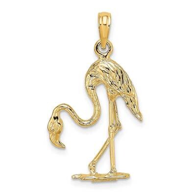 Flamingo Charm 14k Gold 3-D Textured K6604, MPN: K6604, 637218101665